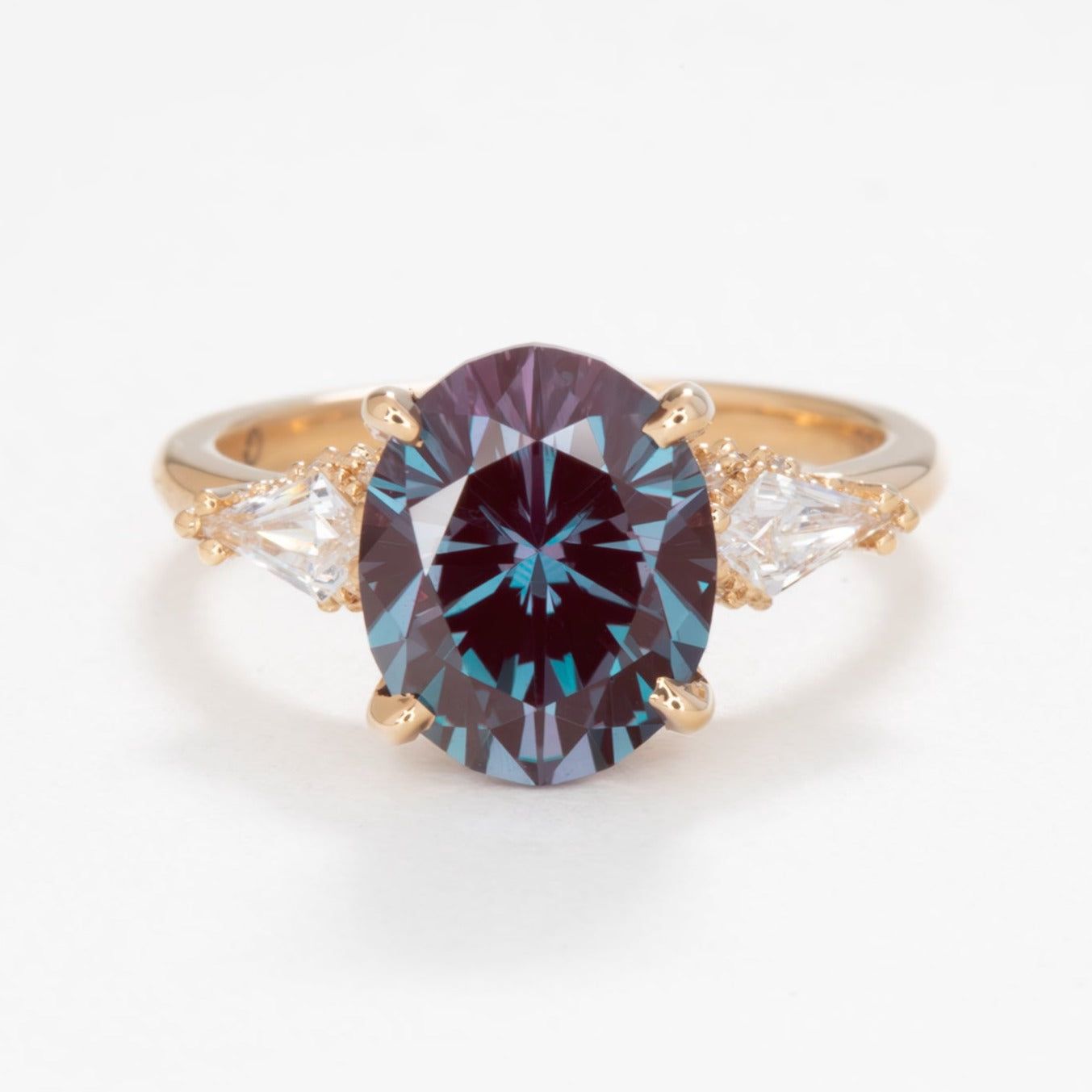 Ariana three stone engagement ring oval lab alexandrite