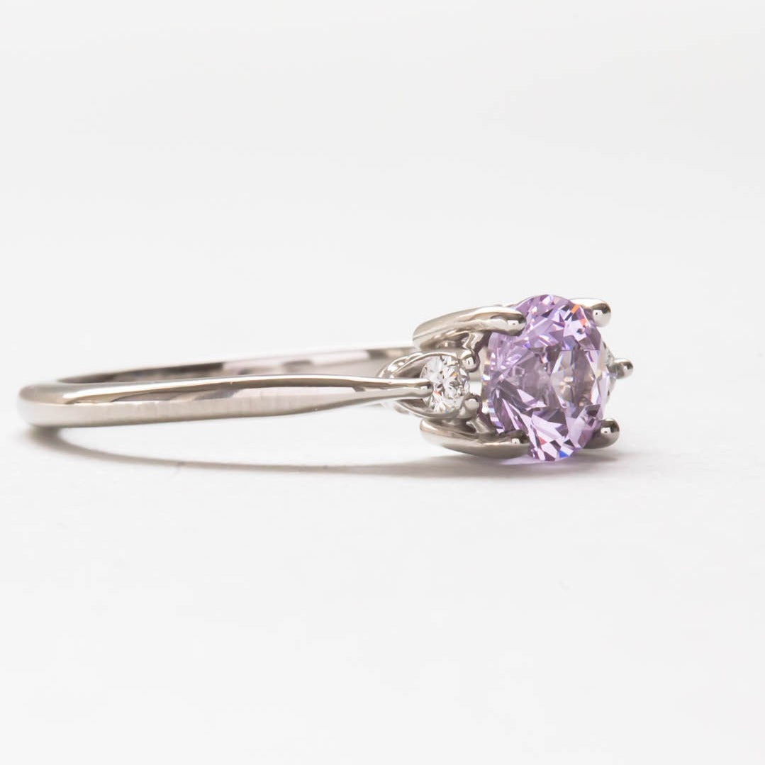 Carina three stone engagement ring with lab yag