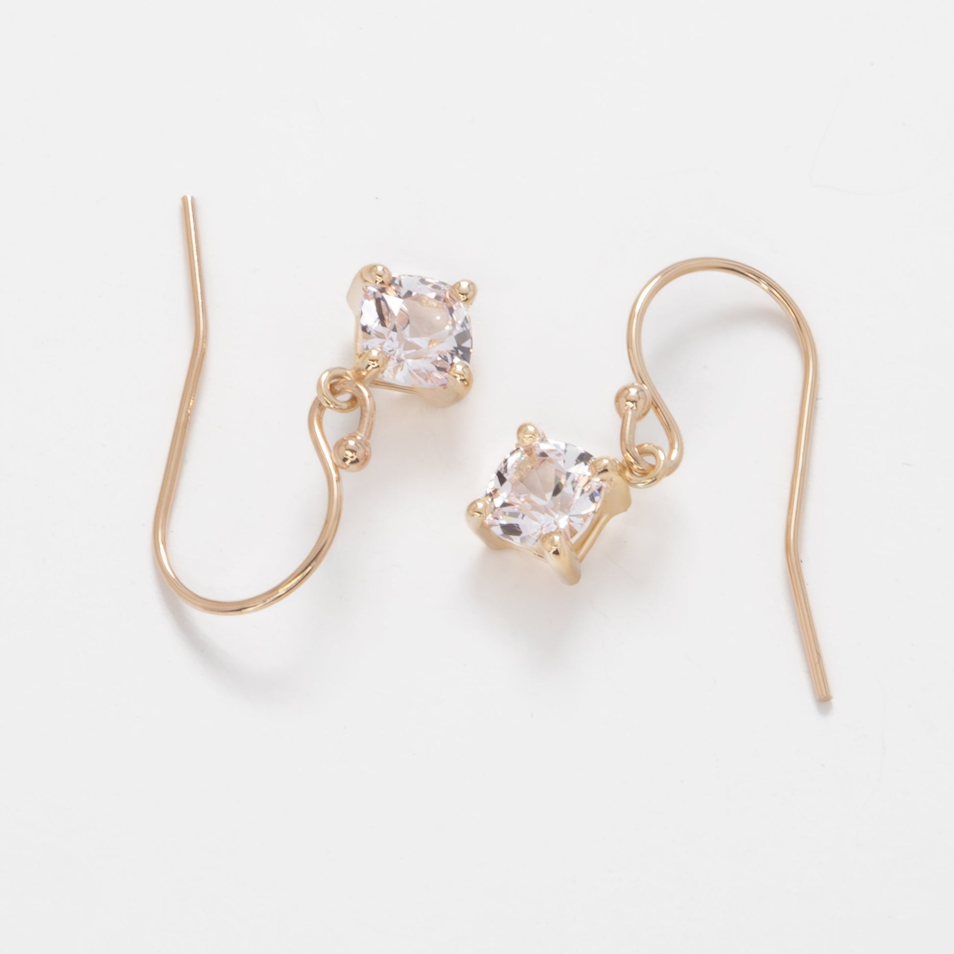 cassandra drop earrings yellow gold pink lab sapphire