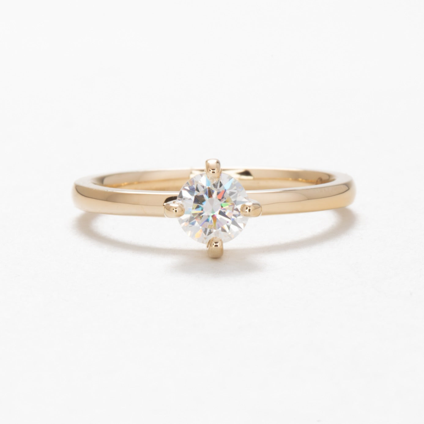 Compass solitaire moissanite enagement ring