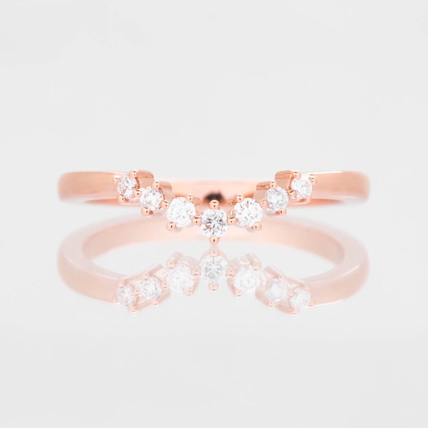 rose gold band with lab diamonds