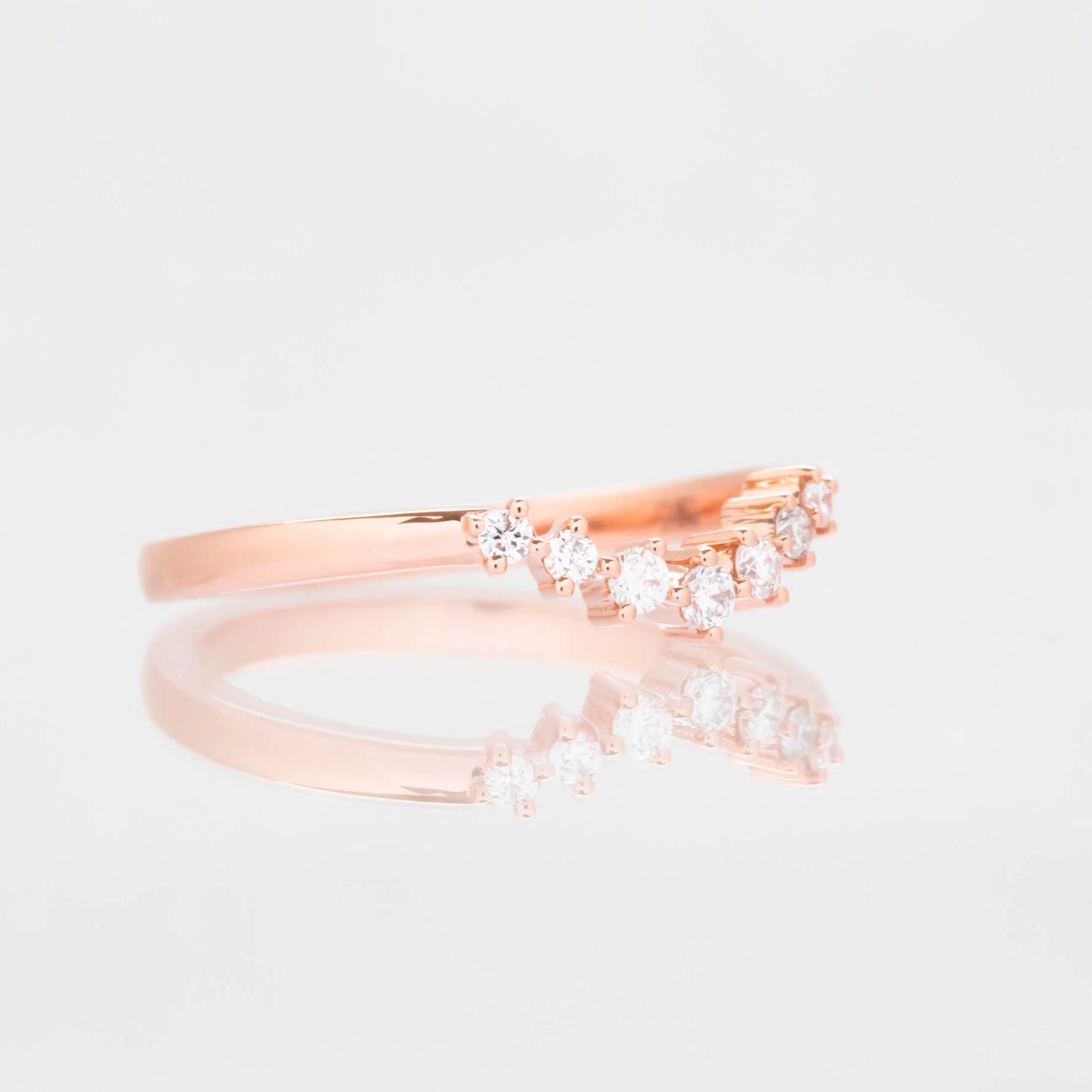 rose gold band with lab diamonds