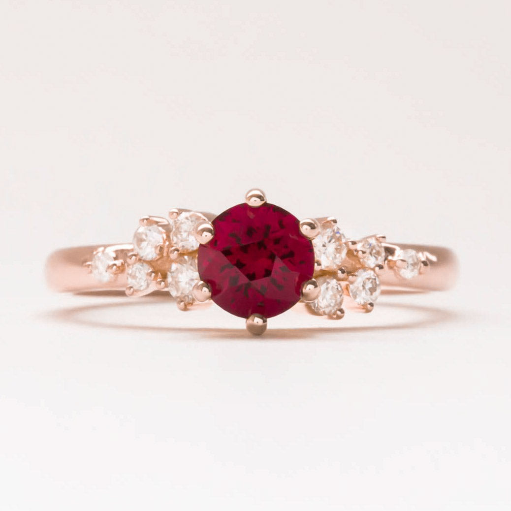 Freja accented engagement ring with round lab ruby