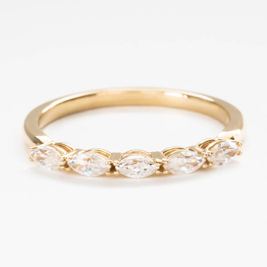 Gemma wedding band with moissanite marquise