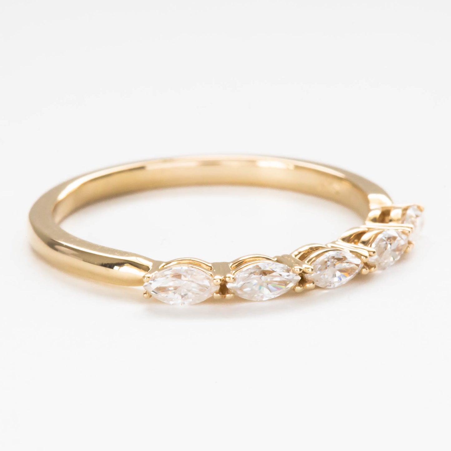 Gemma wedding band with moissanite marquise