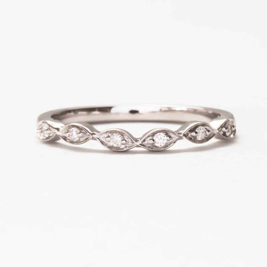 white gold wedding band with lab diamonds