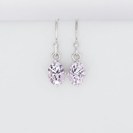 Lyra drop earrings in white gold with lavender YAG