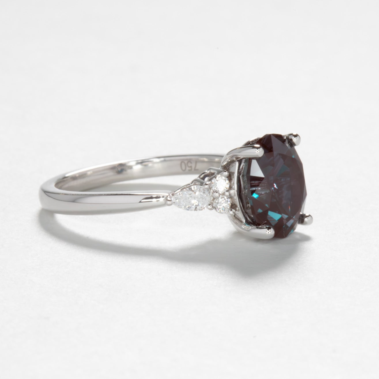 Natalia oval accented engagement ring with Alexandrite