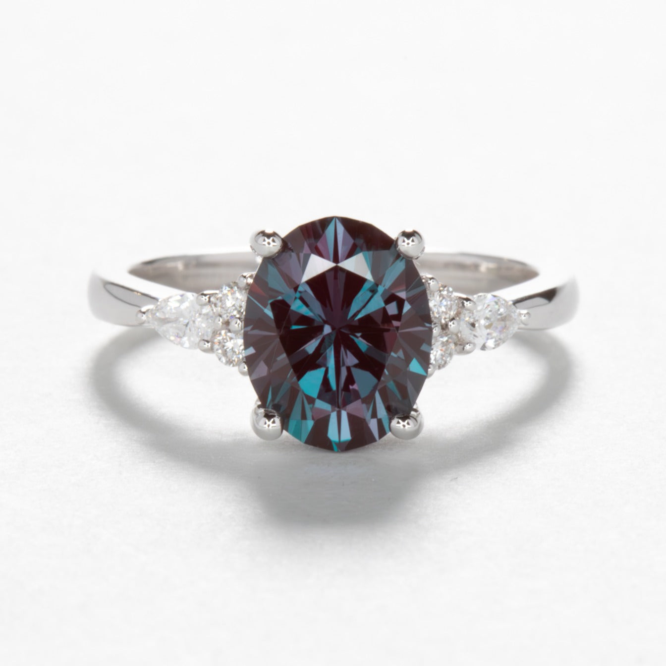 Natalia oval accented engagement ring with Alexandrite