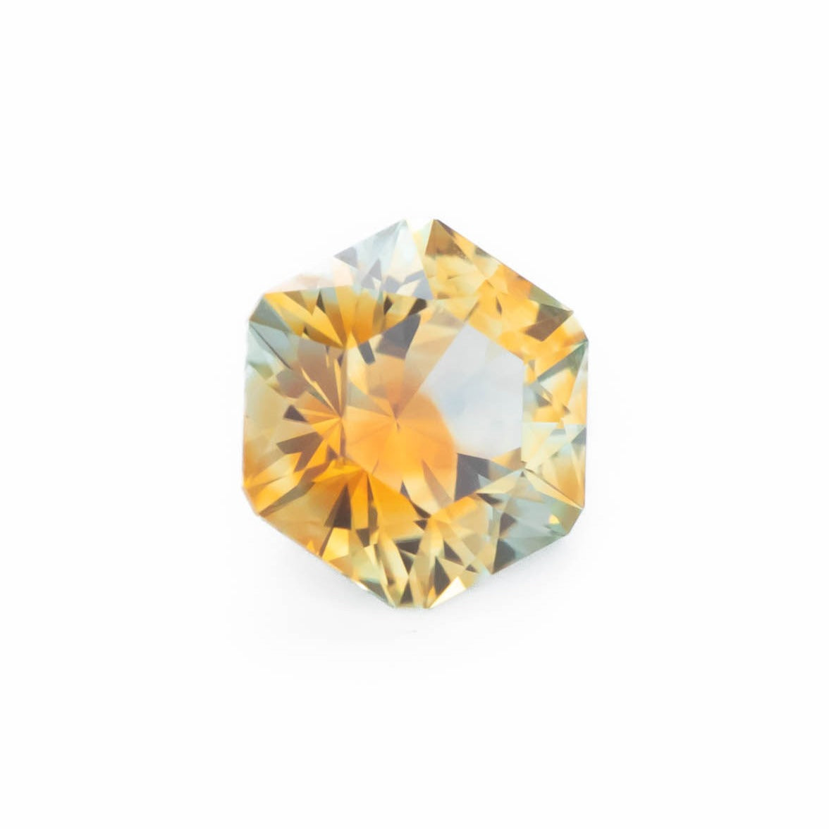 PSH0504 yellow orange montana sapphire hex cut