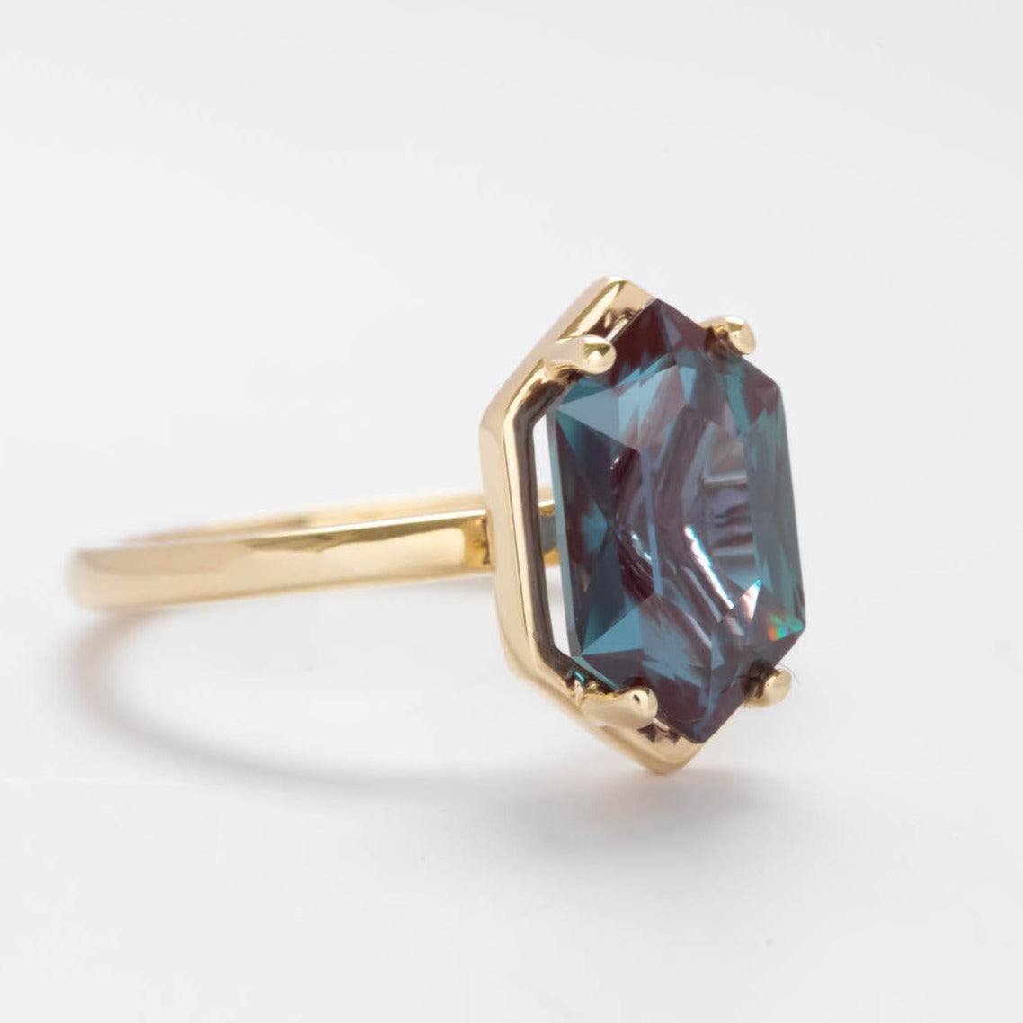 Paris solitaire engagement ring with dutch marquise alexandrite