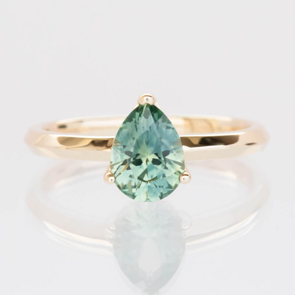 Rosina solitaire engagement ring with pear sapphire