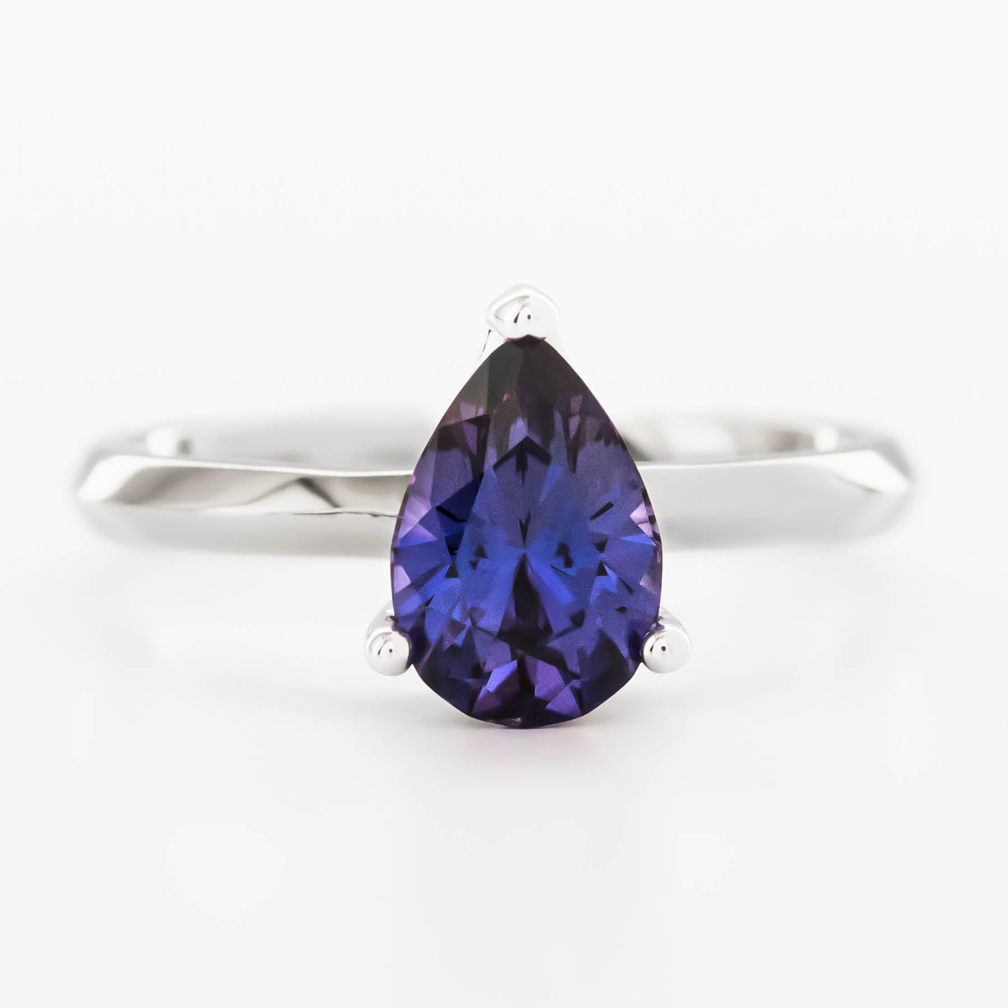 Rosina solitaire engagement ring with pear lab sapphire