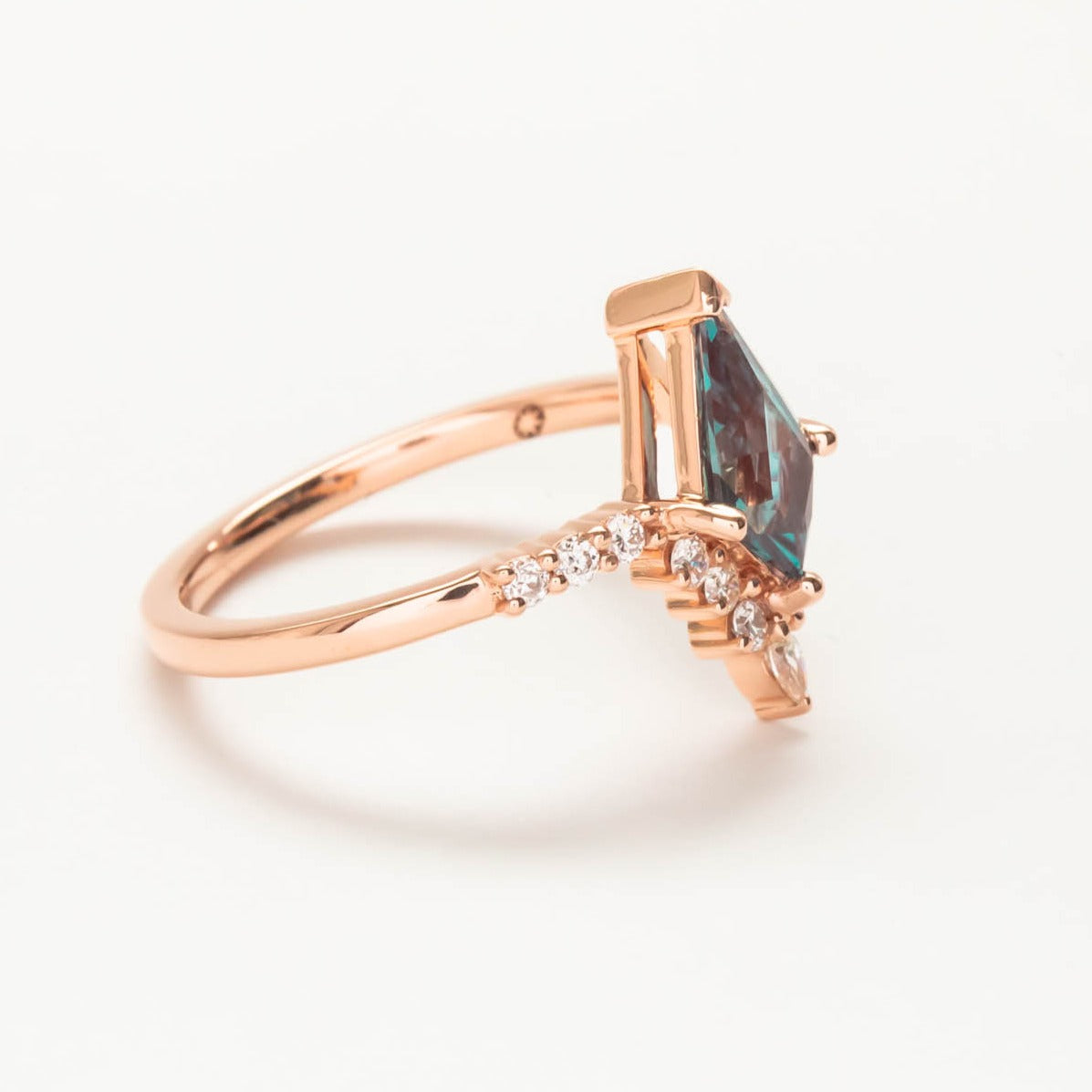 Sadie accented kite engagement ring