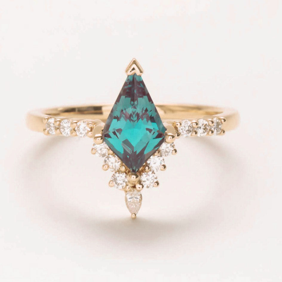 Sadie accented kite engagement ring