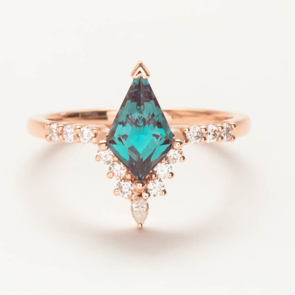 Sadie accented kite engagement ring