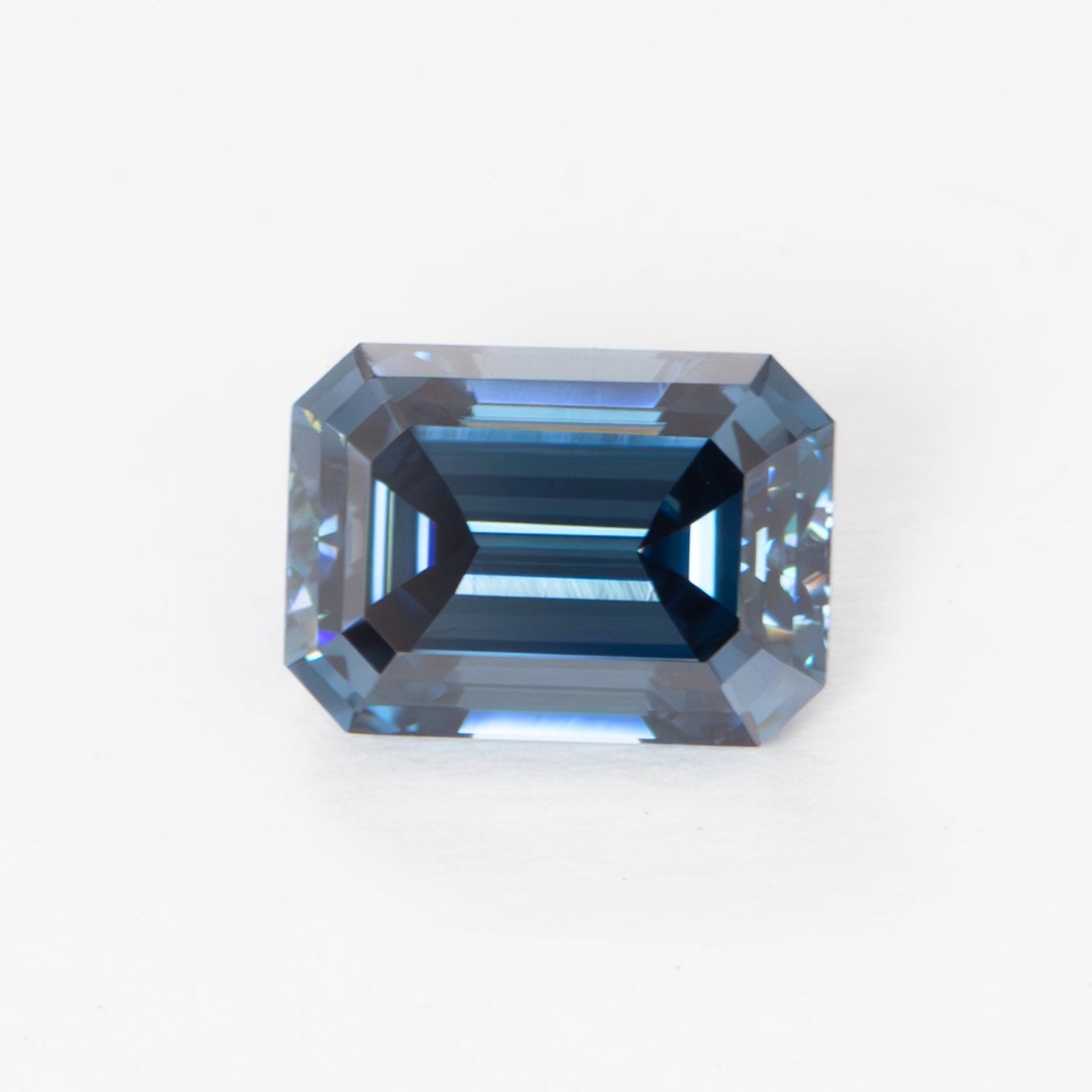 blue moissanite step cut