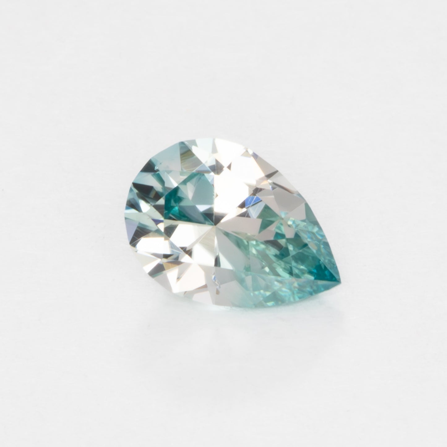 ZR0125 blue green cambodian zircon pear