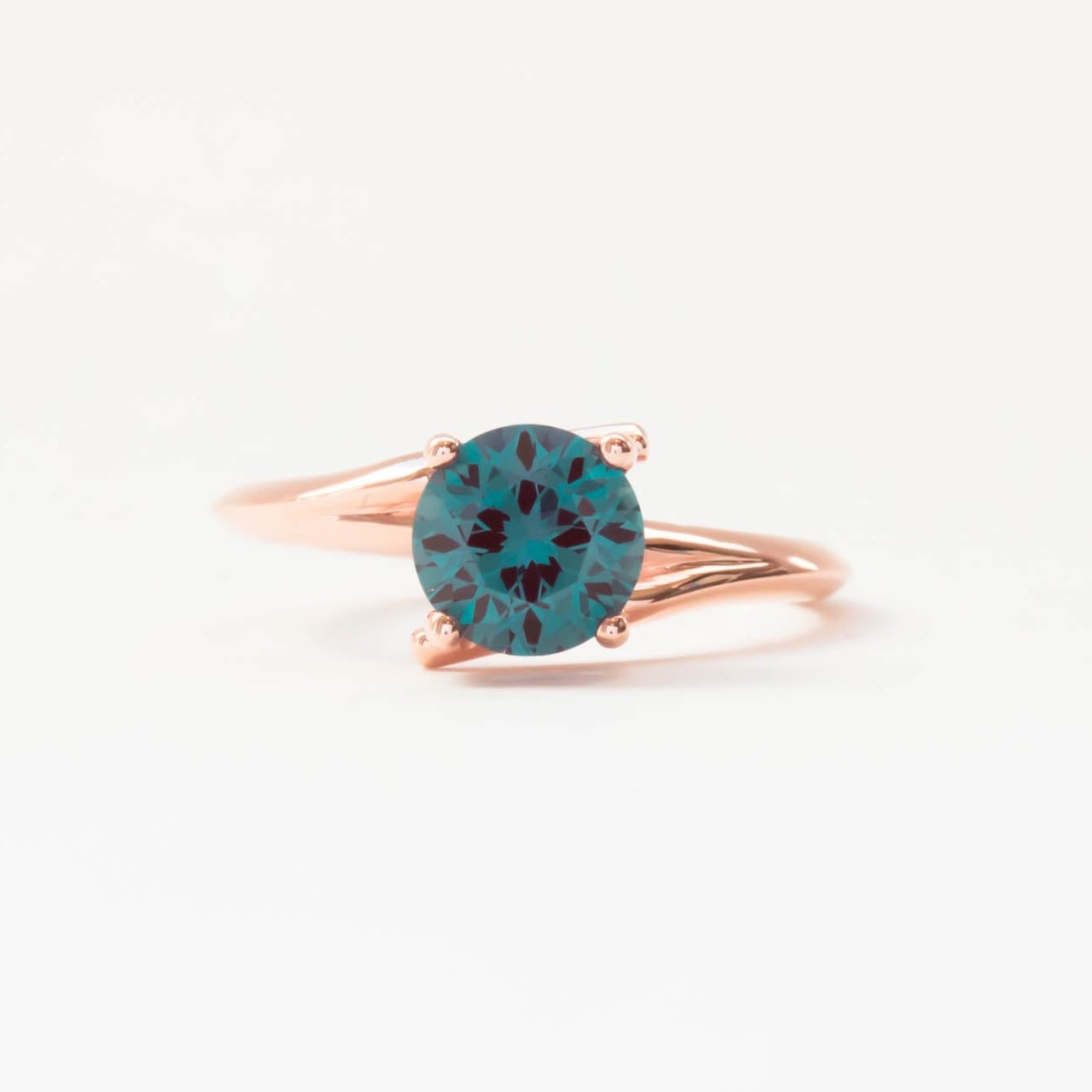 amelia bypass ring in rose gold with lab alexandrite