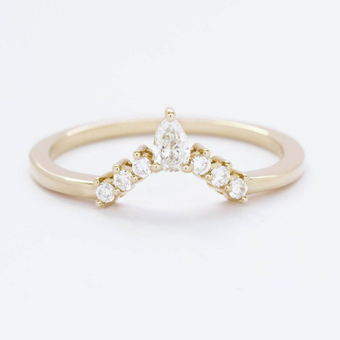 yellow gold wedding band with lab diamonds