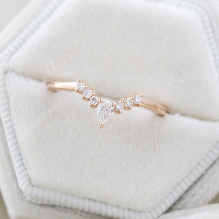 rose gold wedding band with lab diamonds