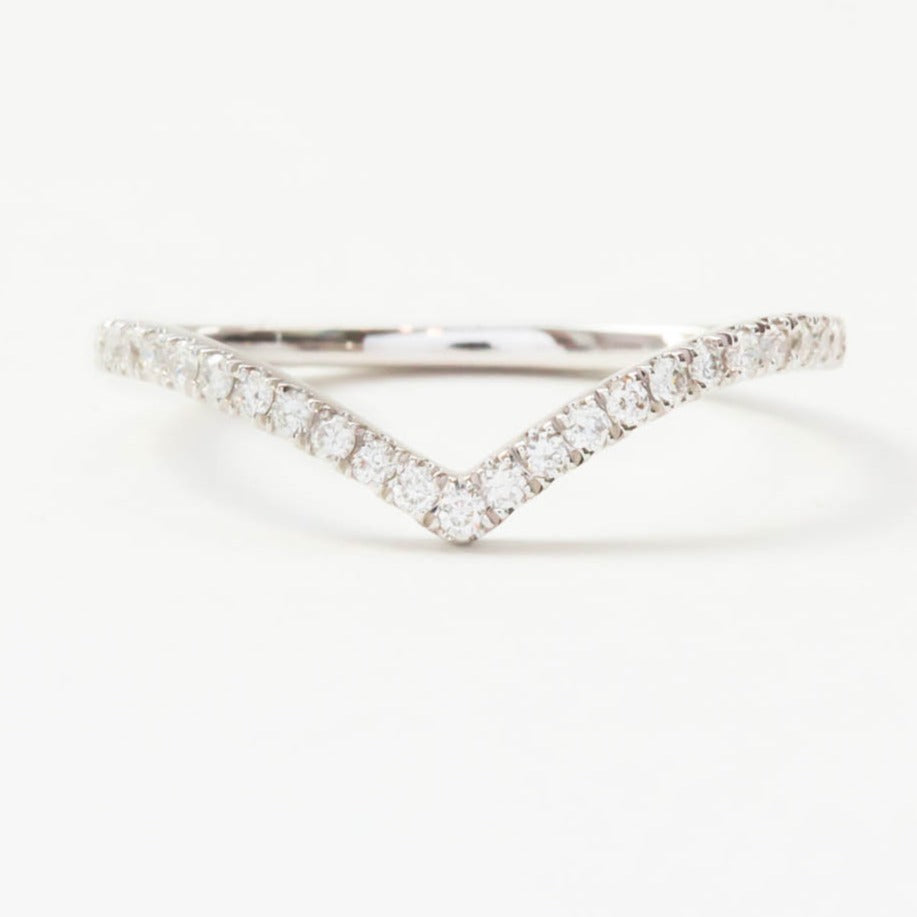 ava chevron wedding band with lab diamonds