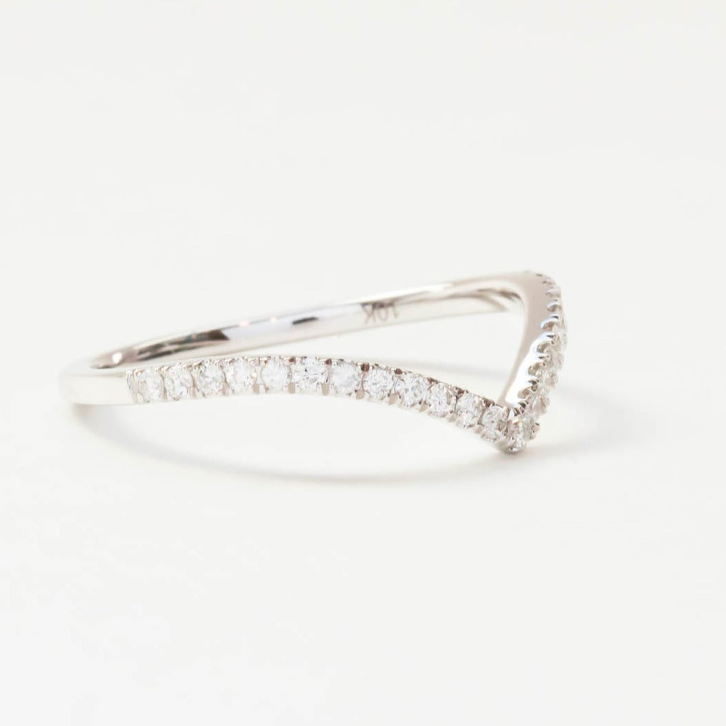 ava chevron wedding band with lab diamonds