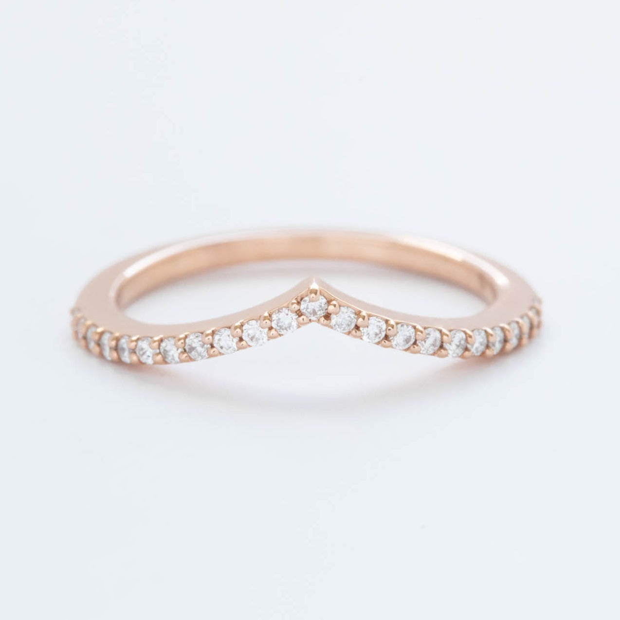 ava chevron wedding band with lab diamonds