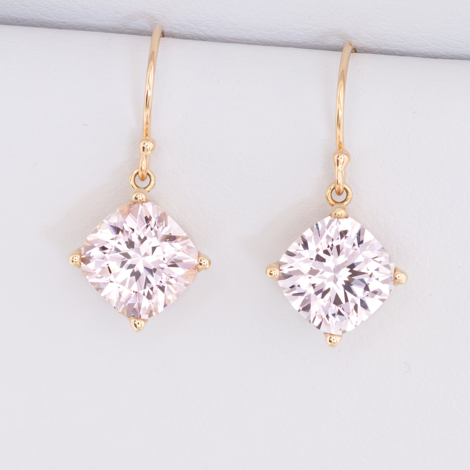 blush pink lab sapphire cassandra drop earrings