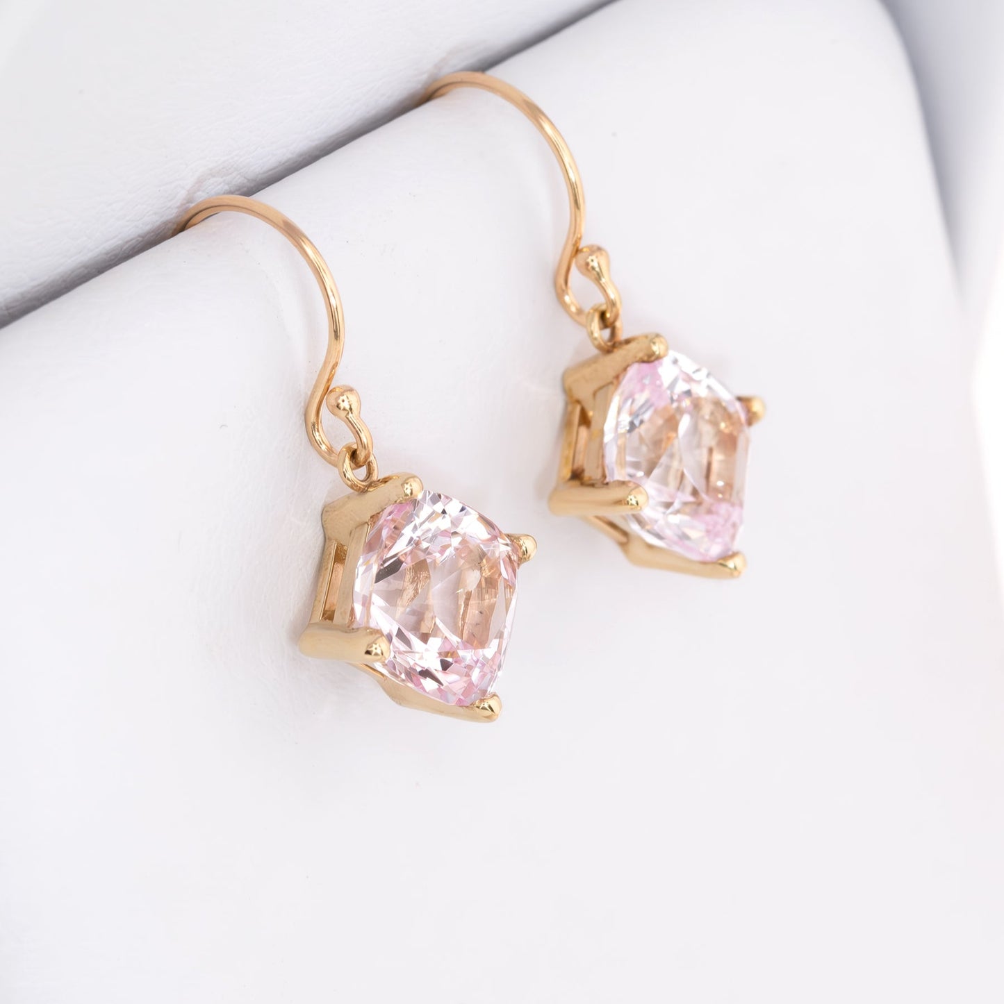 blush pink lab sapphire cassandra drop earrings