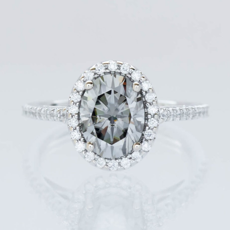 Brynn oval moissanite halo engagement ring