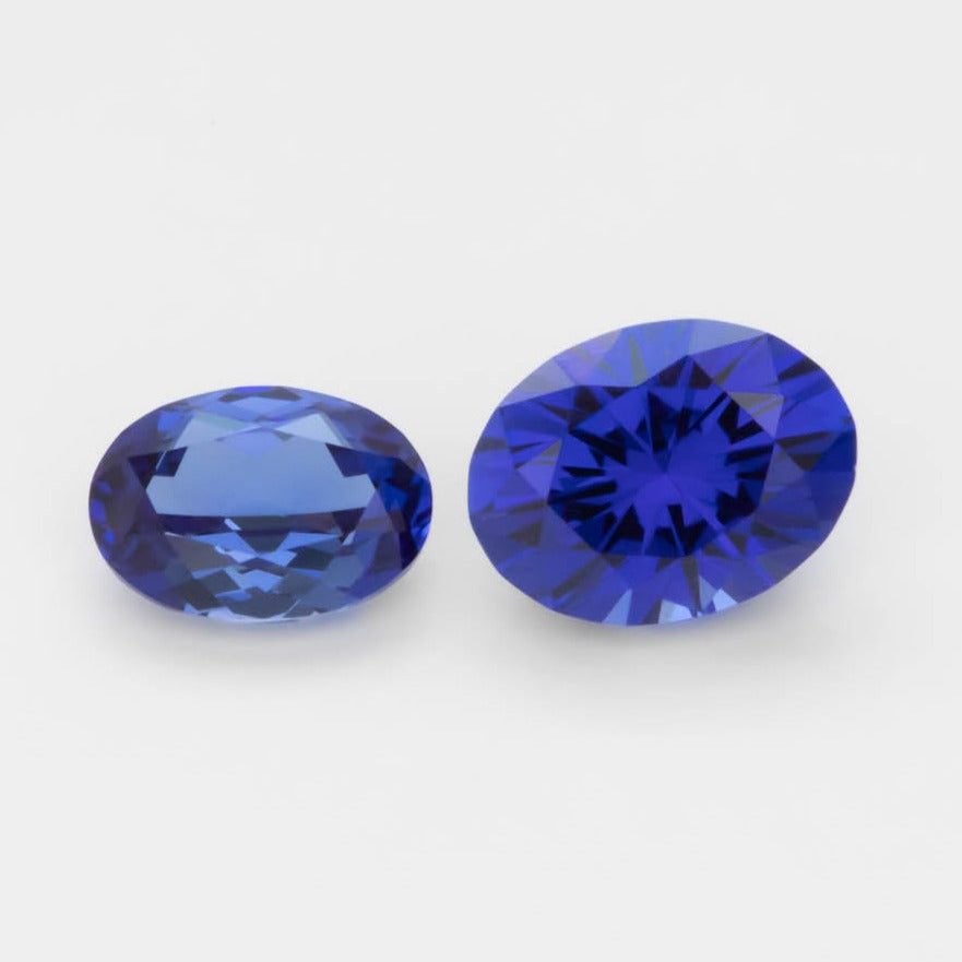 commercial vs precision cut blue lab sapphire ovals