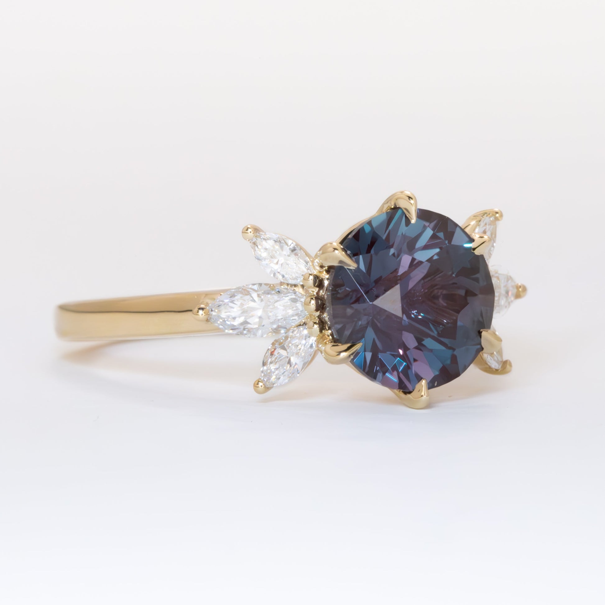 enya engagement ring with flare half halo