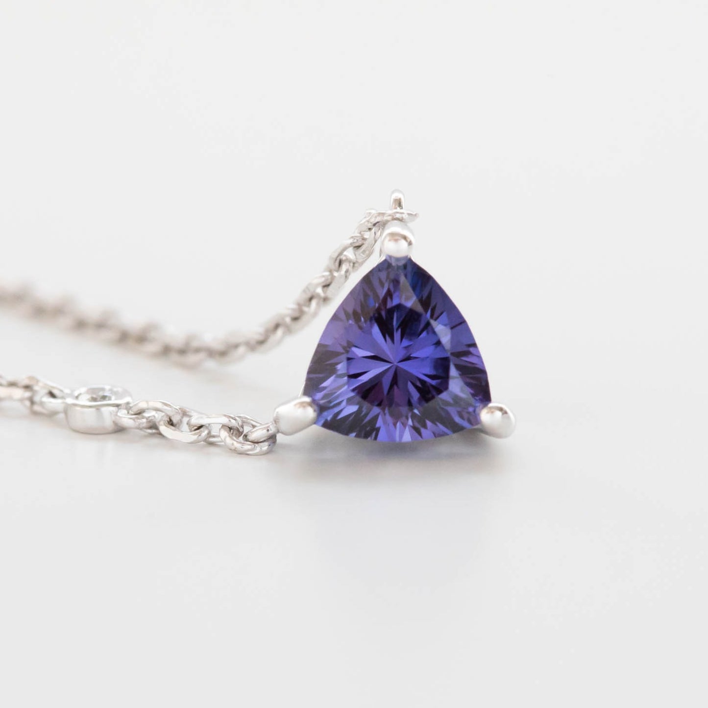 ivy necklace with trillion lab sapphire