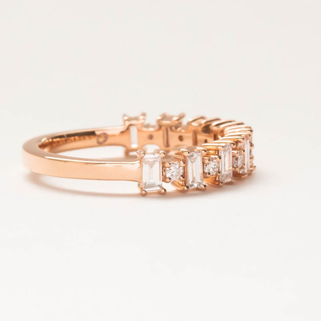 custom lab diamond wedding band in rose gold