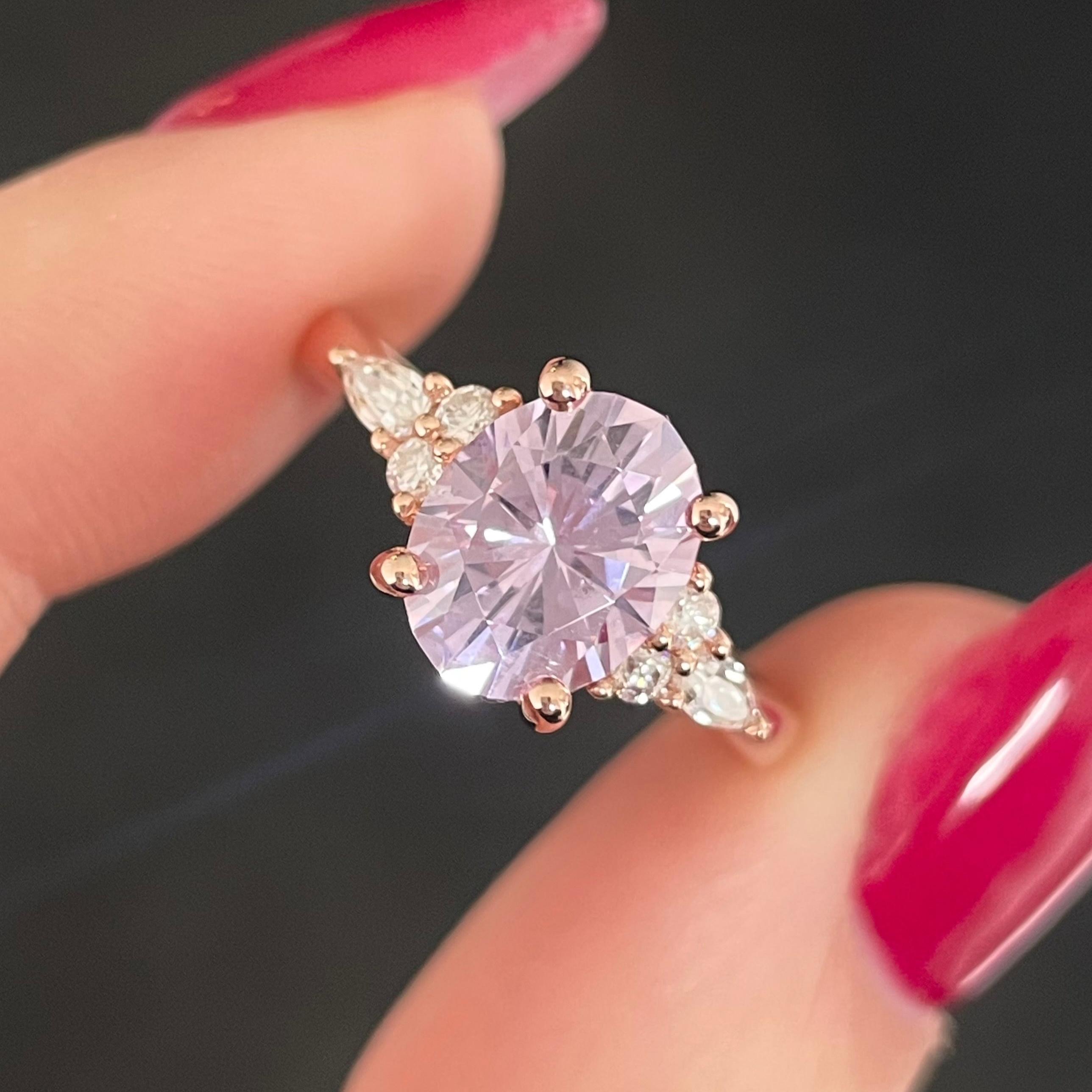 lavender yag engagement ring