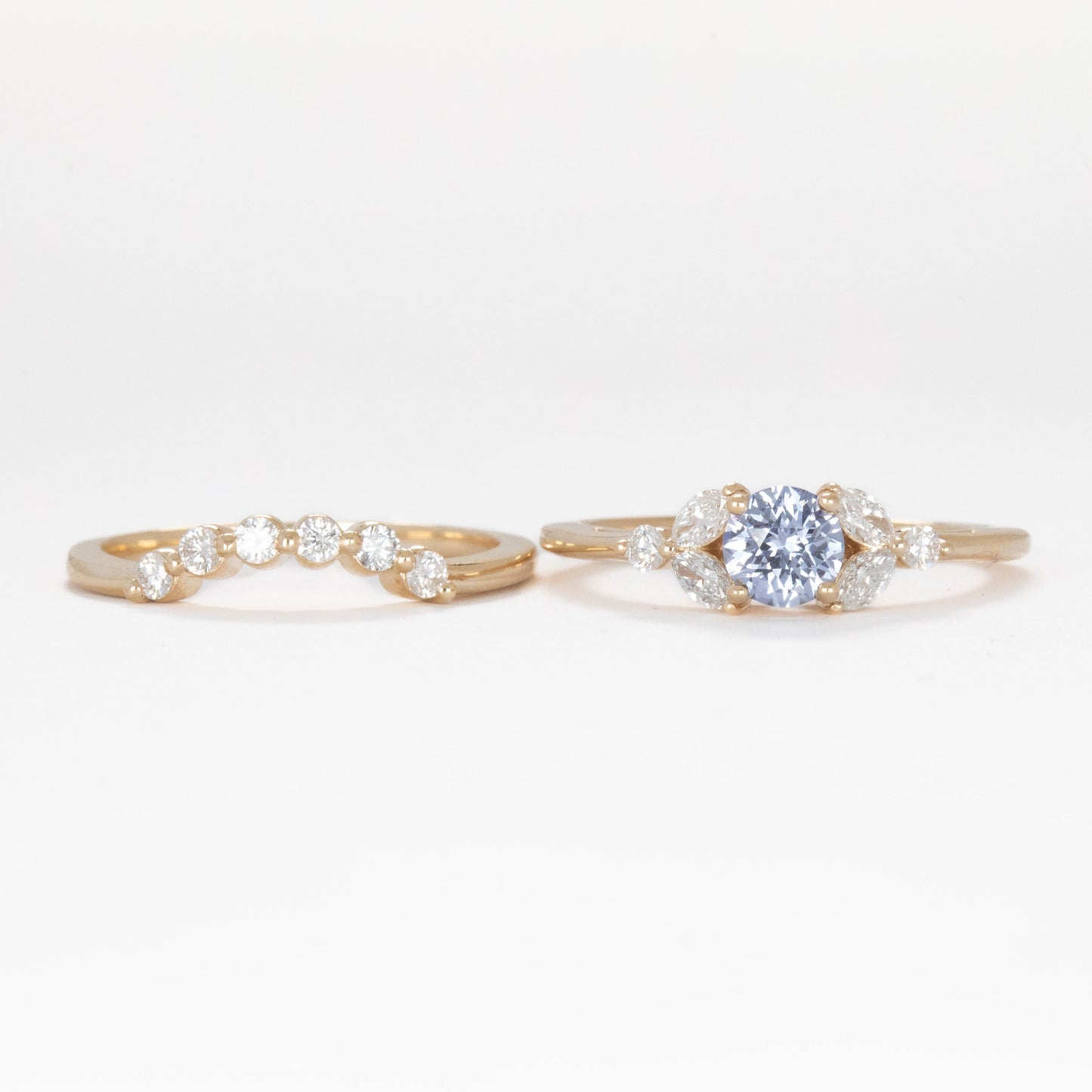 lili floral engagement ring with blue sapphire