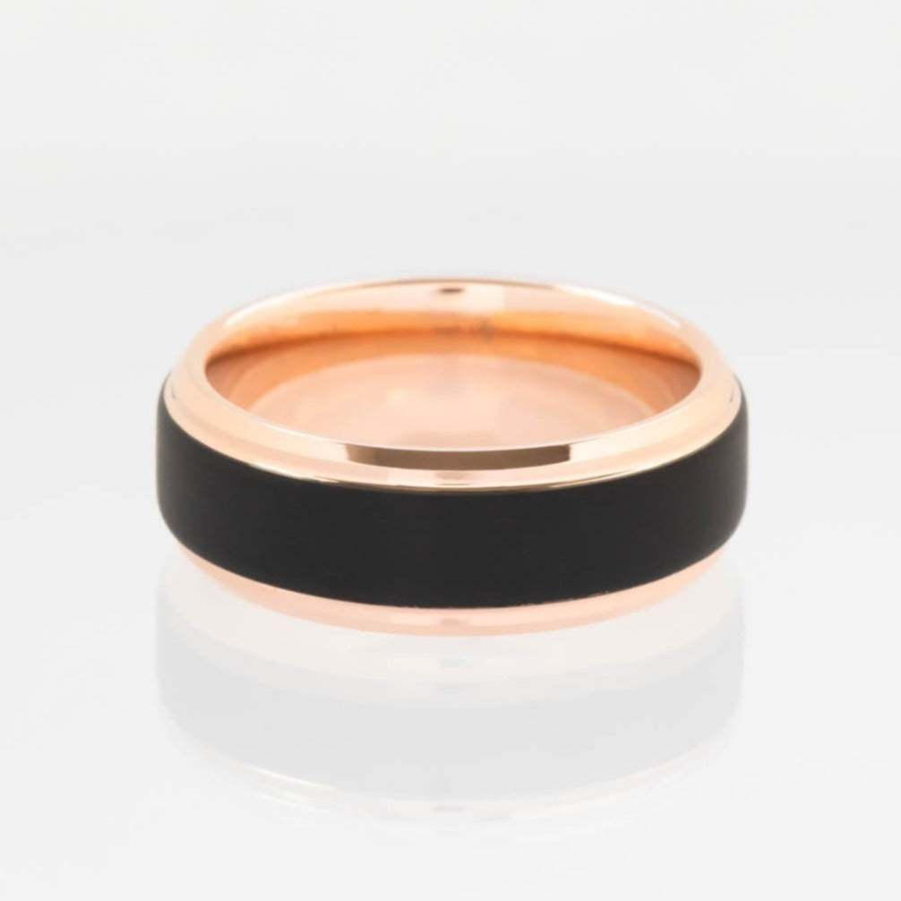 men's tungsten and rose gold band