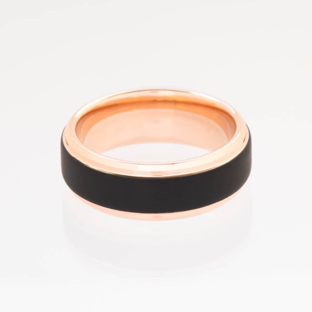 men's tungsten and rose gold band