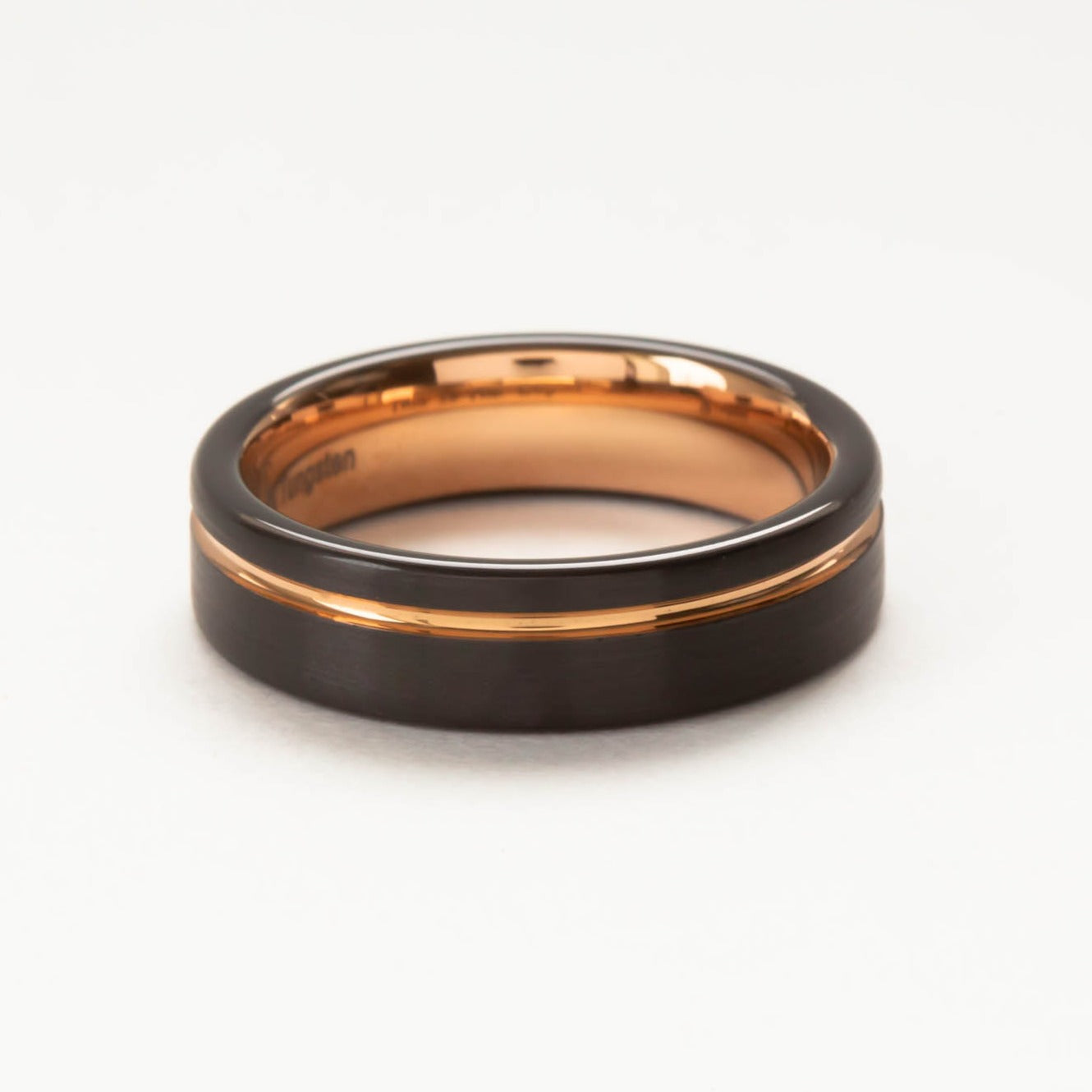 tungsten and rose gold men's band