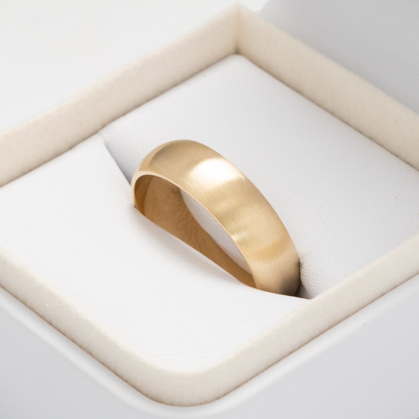 mens yellow gold band with satin finish