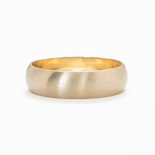 mens yellow gold band with satin finish