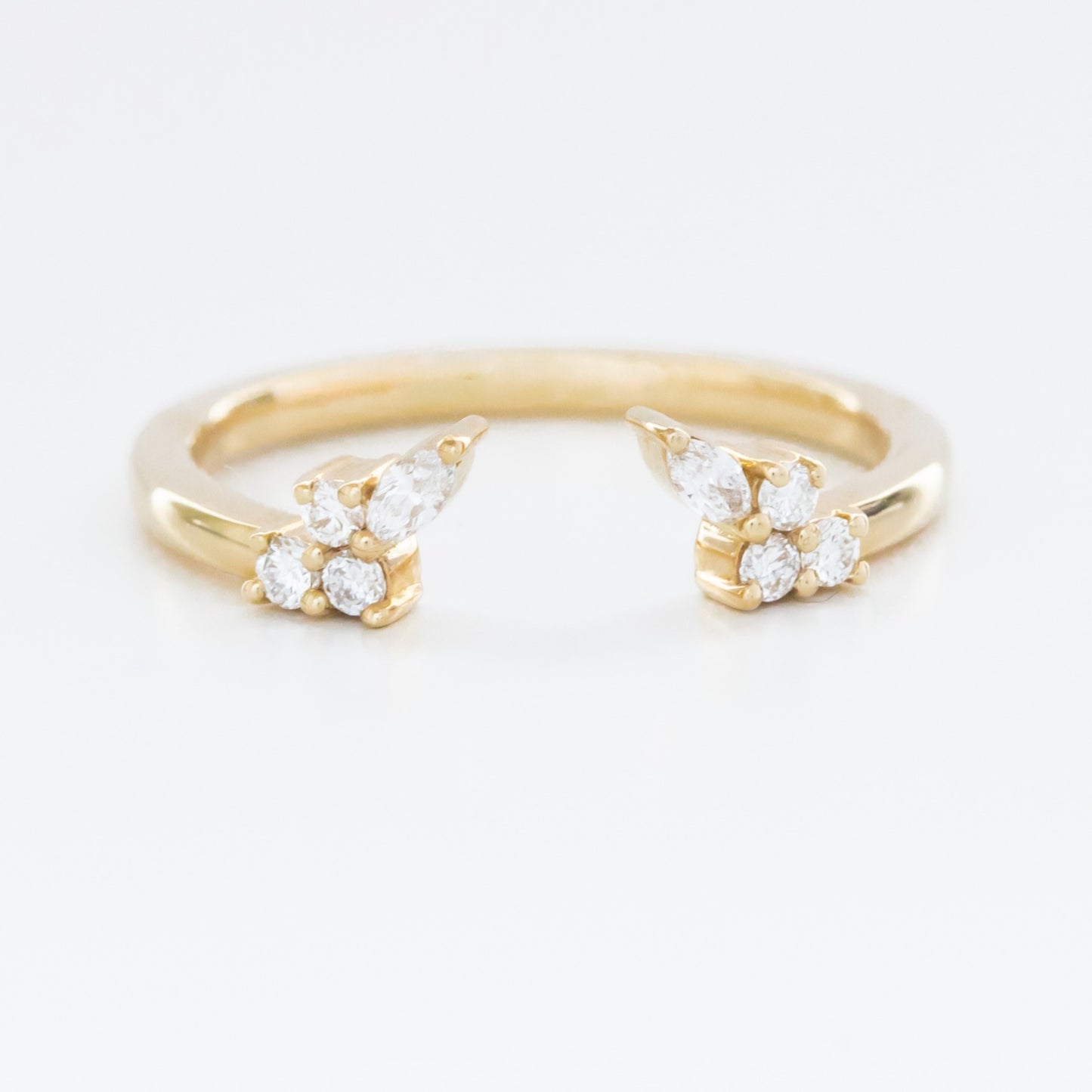 open wedding band with lab diamonds