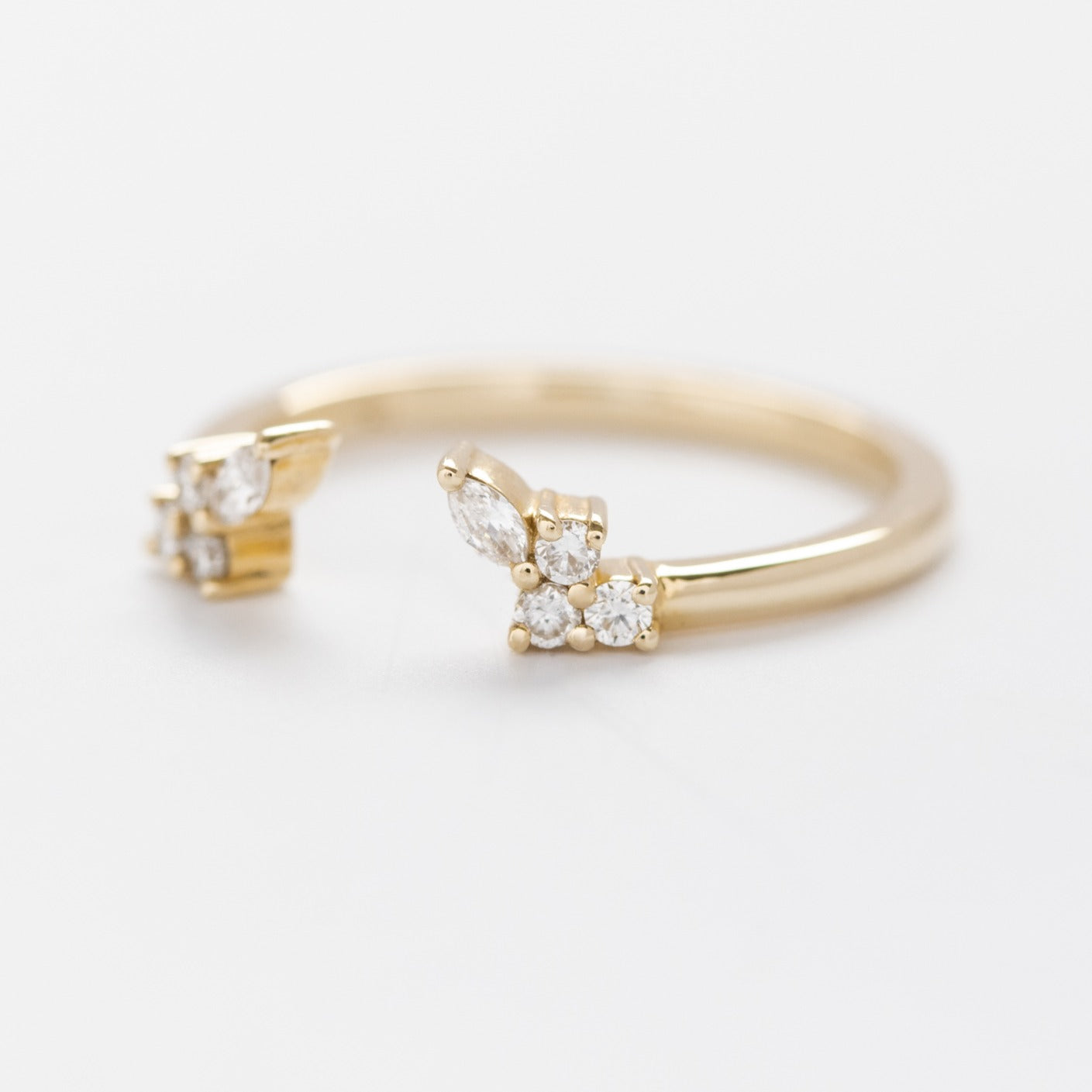 open wedding band with lab diamonds