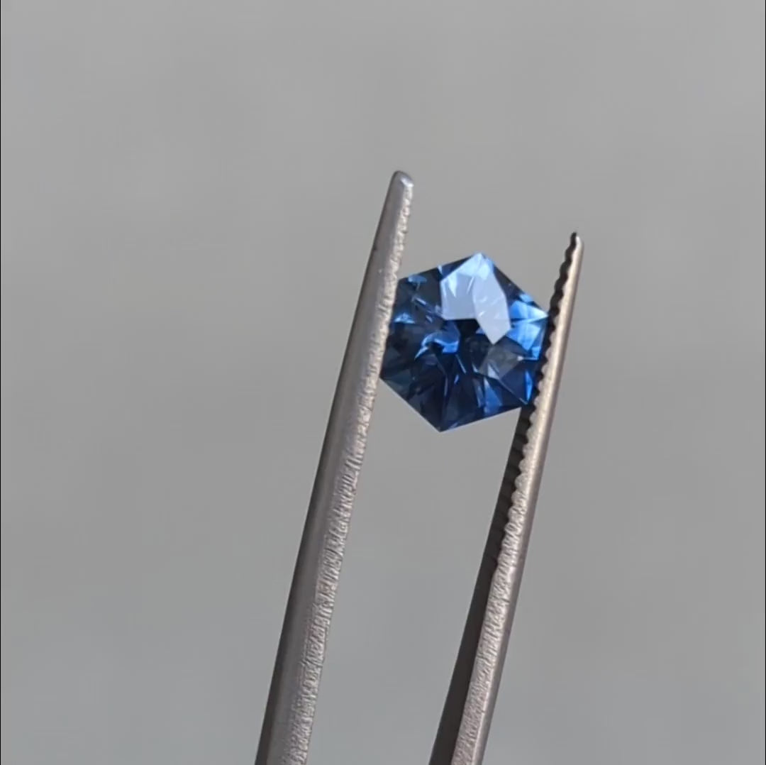 MS0132 rich blue montana sapphire hex cut