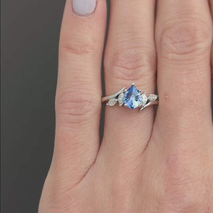 Saige bypass engagement ring with lab sapphire pear