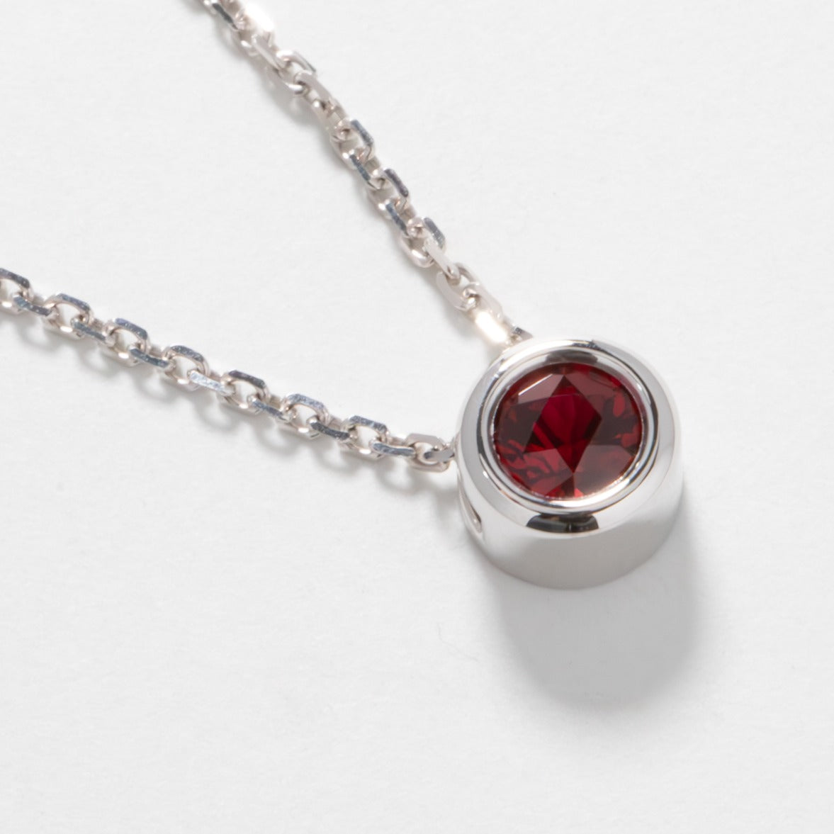 rhea necklace with lab ruby in white gold