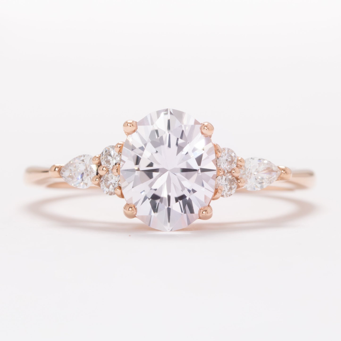 rose gold natalia ring with oval pink lab sapphire