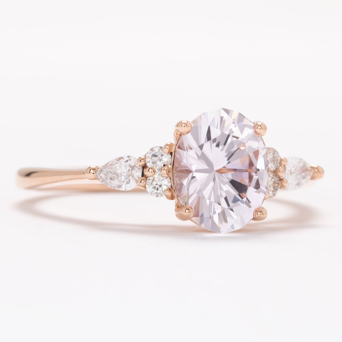 rose gold natalia ring with oval pink lab sapphire