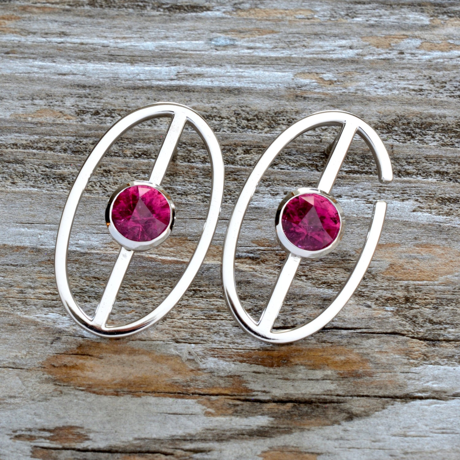 rubellite tourmaline earrings